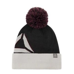 Reebok Unisex Adult Black/white Logo Intarsia Pom-Pom Beanie hat Cozy Soft NWT